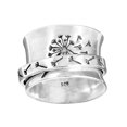 thumbnail image 2 of Anillo de plata giratorio con forma de flor para mujer, anillo ancho para aliviar el estrés y la ansiedad, anillo de meditación, 2 of 9