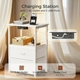 thumbnail image 4 of Nightstand with Charging Station and LED Lights, Small Night Stand for Bedroom with Fabric Drawer and Storage Shelf, End Table with Waterproof Top, Easy Assembly, White, 4 of 12