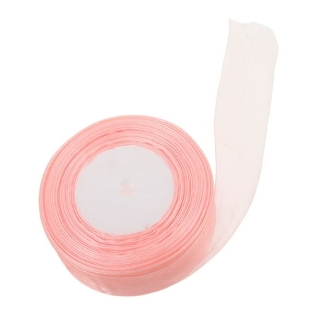 OFFIGAM Sheer Pink Organza Ribbon Rolls for Packaging and Craft Decorations