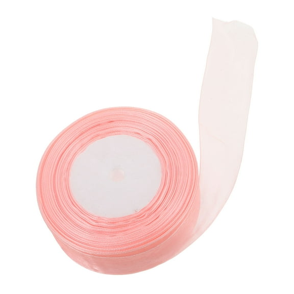 OFFIGAM Sheer Pink Organza Ribbon Rolls for Packaging and Craft Decorations