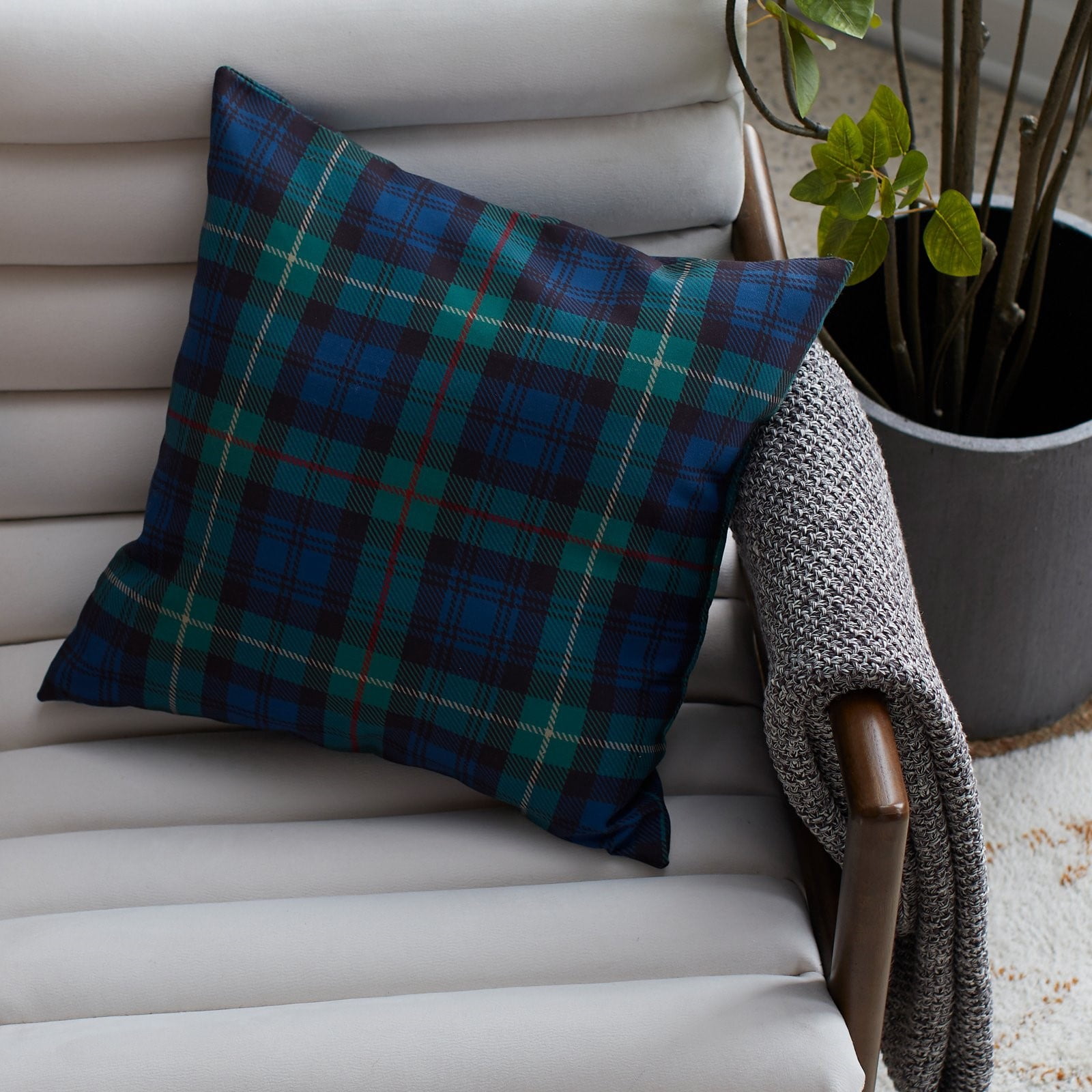 Tartan Plaid 18 Inch Red Holiday Print Decorative Throw Pillow
