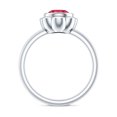 thumbnail image 2 of Rosec Jewels Certified 1 Carat Lab Grown Ruby Engagement Ring (AAAA Quality) - Bezel Set Ruby Flower Ring - with Jewelry Box, 14K White Gold, US 13.00, 2 of 8