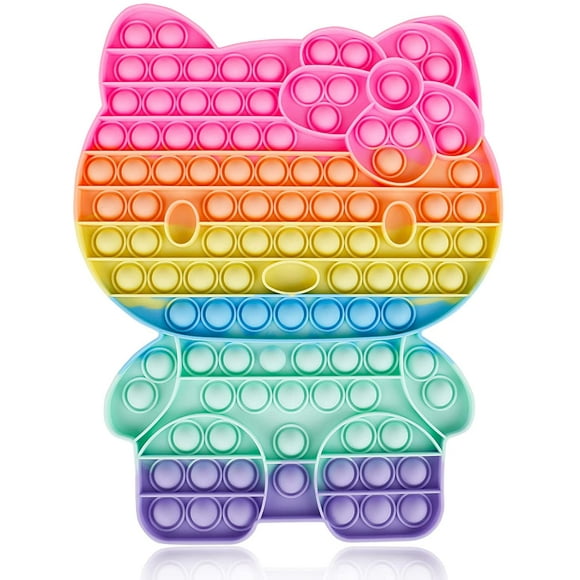 Jumbo Big Giant Pop Fidget Toys Bubble It Huge Mega Large Popitsfidgets Sensory Toy Poppers Pops Popit Popits Poppets Popitz Its It's Anxiety Stress Relief Autism Push, Rainbow Gift Cute Bubbles Cat
