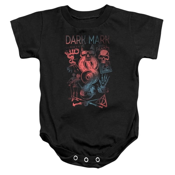 Harry Potter Dark Mark Sparks Panic Unisex Infant Snap Suit for Baby, Black, Large