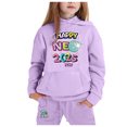 thumbnail image 2 of Toddler Girls Outfit Sets Kids Middle And Older Long Sleeved 2025 New Years Print Hooded Top Sweater Pants Set,2-Piece,Size 2-13Y, 2 of 3