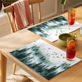 thumbnail image 4 of Green White Forest Placemats Set of 4 Watercolor Modern Mountain Place Mats Indoor Wipeable Table Mats Washable Cloth Dining Table Placemats for Kitchen Holiday Party Home Decor 13x19 Inch, 4 of 9