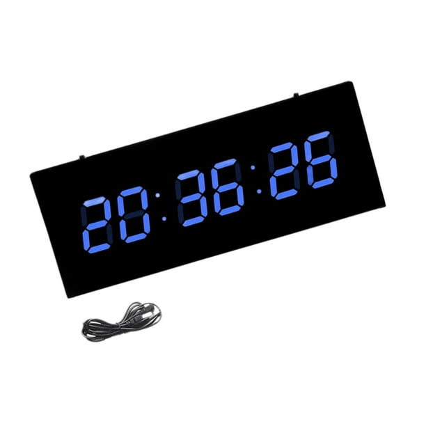 Reloj de pared digital LED para decoración del hogar, reloj de mesa, reloj de pared para estudio. Azul Digital