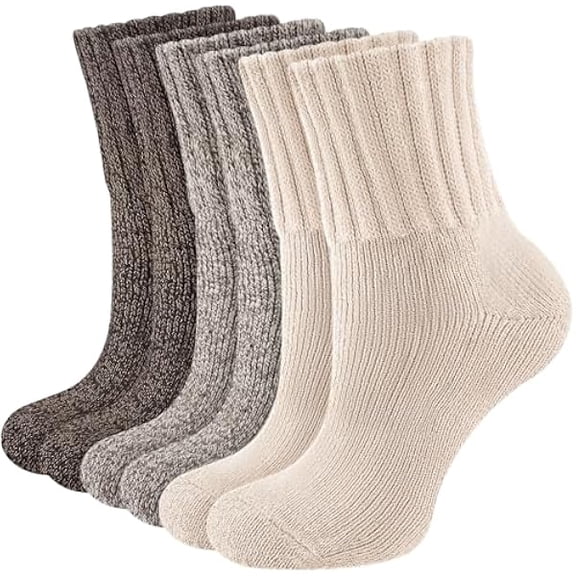 Fu997 Thermal Socks for Women, 3 Pairs Warm Thick Full Cushioned Knit Winter Crew Wool Boot Socks, Cozy Gift