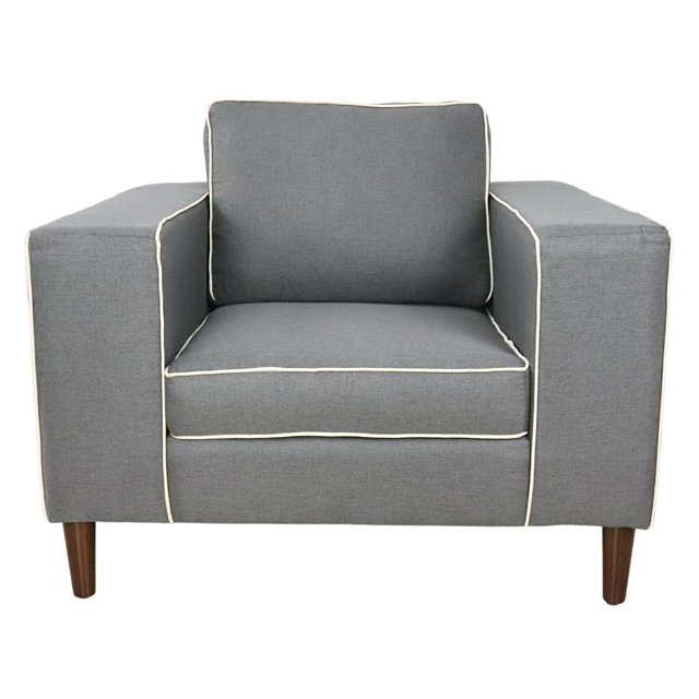Sillón Moderno Individual NORVAL Vancouver Confortable para Sala Lino Gris