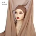 thumbnail image 3 of Solid Color Pearl Chiffon Long Scarf Plus The Same Color Elastic Tube Cap Magnetic Clasp All-in-one Combination Set Of Scarves Convenient Head Scarf, 3 of 4