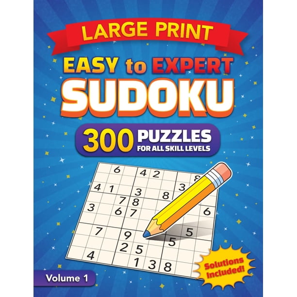 Libro de Sudoku de publicación independiente con 300 acertijos de letra grande