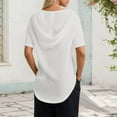 thumbnail image 5 of Scyoekwg Women's V Neck Hoodies Short Sleeve Drawstring Pullover Tops with Pocket Summer Casual Loose Blouses (White,XXL), 5 of 6