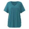 thumbnail image 6 of Hauaitttt Short Sleeves V Neck Plain Color Soft Loose Fitting Summer T Shirts Women Long Shirt Women T Pack Running Shirts Women Casual Shirts Shirts for Women Casual Summer Shirts Women Casual Long, 6 of 6