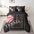 thumbnail image 2 of YST Ensemble de Literie Tennis pour Enfants, Décor de Jeu Sportif, 7 Pcs, Rose, Noir Réversible, Lit en Sac, Simple, 2 of 4