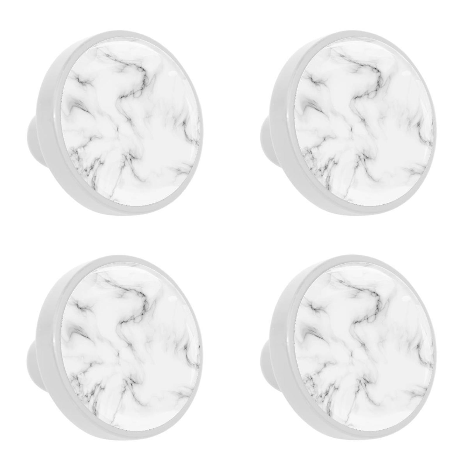 Ownta 4Pcs Kitchen Knob Round Marble White Knobs Closet Drawers