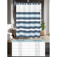 thumbnail image 6 of No Hook Cloth Fabric Shower Curtain with Snap in Liner, Blue Striped Waterproof Shower Curtains Set with See Through Top Window, Modern Gradient Abstract Lines Aesthetic Bath Curtains Shower 48"x72", 6 of 6
