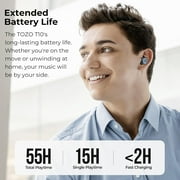 TOZO T10 Earbuds Wireless Bluetooth Headphones, 55H, Stereo Bass, App Customize 32 EQ, Wireless Charge, IPX8 Waterproof, 100+ White Noise Tracks, Ergonomic Design, Blue