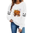 thumbnail image 3 of Women's Fall Clothes Sweatshirt Halloween Graphic Pullover Tops Crewneck Long Sleeve Casual Shirts Vintage Pumpkin Print Outerwear for Festival Party, 3 of 7