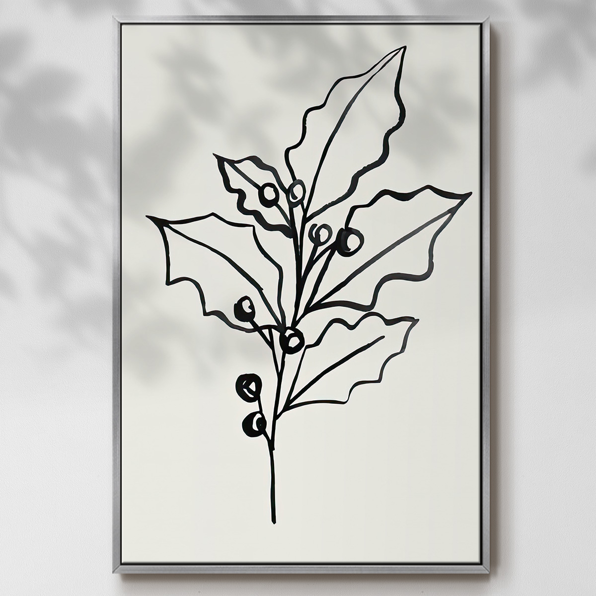 Evergreen Ink II - Framed Gallery Wrapped Holiday Canvas - 25 x 37 - Silver Frame