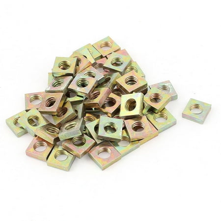 

M6x10x3mm Zinc Plated Square Machine Screw Nuts Brass Tone 50Pcs