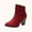 Red, variant on Womens Boots Round Toe Chunky Heel Side Zipper High Heel Ankle Short Boots Women's Fashionable Casual Versatile Fall Winter Comfortable Dressy Boots