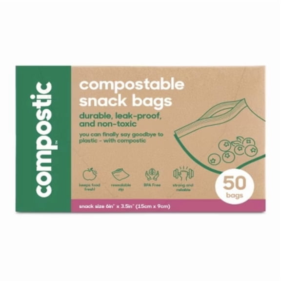 100% Compostable Snack Bags - 50ct