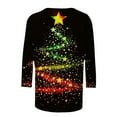 thumbnail image 5 of LEKWK Christmas Women's Tops Xmas Tree Crew Neck 3/4 Sleeve Tshirts Ladies 3/4 Sleeve Tops Workout Merry and Bright Women, 5 of 5