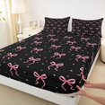 thumbnail image 4 of Manfei Pink Bow Knot Loves King Sheets,Minimalist Geometric Polkadot Bedding,4-Piece,1 Flat Sheet,1 Fitted Sheet and 2 Pillowcases, 4 of 6