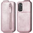 thumbnail image 3 of Zipper Wallet Case for Xiaomi Redmi Note 11 4G with Card Holder Slot, PU Leather Adjustable Kickstand Flip Handbag Phone Cover for Xiaomi Redmi Note 11/Redmi Note 11S SDLL Rose Gold, 3 of 7