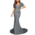 thumbnail image 2 of DailyTrove Women's Sequin Evening Gown-Long Sleeve-Bodycon-Polyester-for Formal Gala/Wedding-Sparkly Sequin Detail, 2 of 6