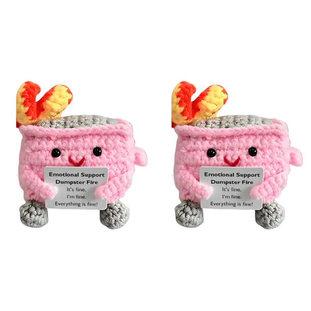 Lindo Crochet Contenedor Basura Fuego Apoyo Emocional Regalos Divertidos () Rosa