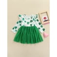 thumbnail image 2 of Genuiskids Toddler Baby Girl St. Patrick's Day Clothes 1 2 3 4 5 6 Years Kids Girl Dress Long Sleeve Clover Print Tulle Tutu Skirt Princess Sundress Outfits, 2 of 9