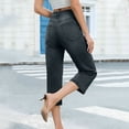 thumbnail image 6 of Capri Jeans Pants for Women Solid Color Straight Leg Loose Casual Pocket Jeans Cropped Pants Size S-2XL, 6 of 8