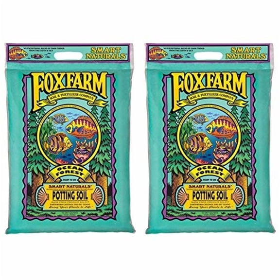 FoxFarm Ocean Forest Potting Soil for Container Garden, 12qt (Pack of 2) - Light, Aerated Texture with Fish Meal, Crab Meal, Earthworm Castings - Houseplant Potting Mix for Seedlings & Plant Starts