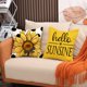 thumbnail image 2 of Juego de fundas de almohada de lino con estampado de girasoles, 45 x 45 cm (juego de 4), 2 of 2