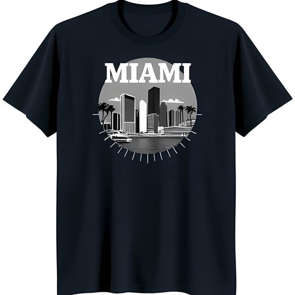 Miami T-Shirt White Circular Design