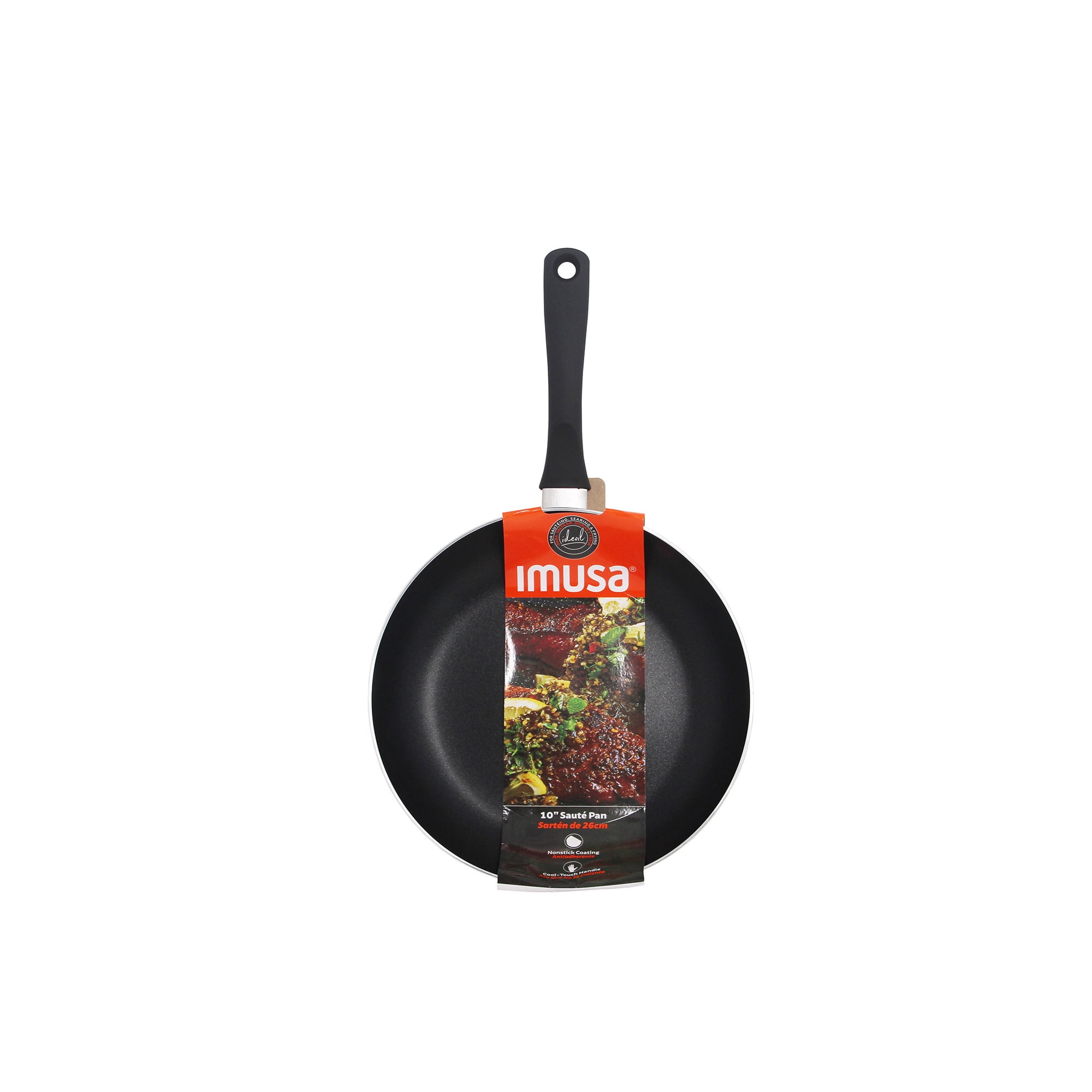 (2 pack) IMUSA 10in Charcoal Aluminum Nonstick Fry Pan with Soft Touch Handle, Black
