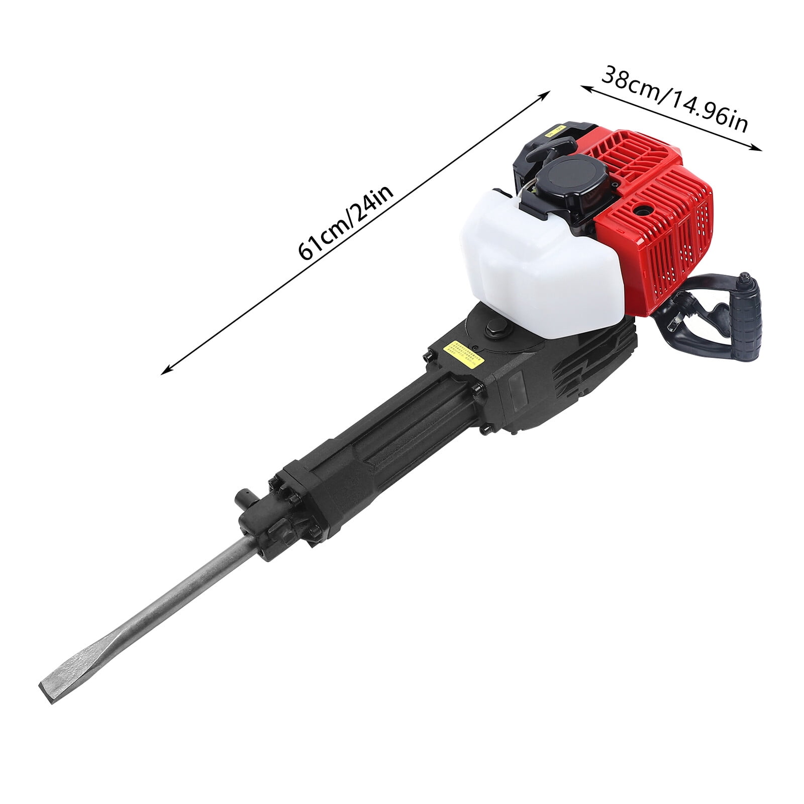 2-Stroke Gas Powered Demolition Jack Hammer,1900W 52CC,w/Point&Flat Chisels,70dB Low Noise,for Concrete Demolition&Rock Breaking,43.3lbs Net Weight