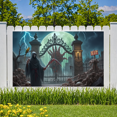 thumbnail image 5 of Gothic Design Halloween Banner Grim Reaper Decoration Spooky Theme Moonlit Backdrop for Horror Parties Haunted Houses Themed Events, 5 of 5