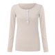 thumbnail image 5 of Túnica de manga larga con cuello en V y botones para mujer: top liso acanalado, estilo informal, poliéster, fácil de combinar con vaqueros/abrigos, para todas las estaciones., 5 of 7