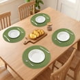 thumbnail image 3 of Round Placemats Set of 6 Woven Placemats for Dining Table Decor Indoor Kitchen Table Mat Wipe Clean Green 15inch, 3 of 6