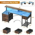 thumbnail image 6 of Homieasy Computer Desk with 3 Drawers, Home Office Desk with Power Outlet, 59'' Gaming Desk with Led Lights, Long Work Desk with Storage Shelves, Printer Cabinet and Monitor Shelf, Rustic Brown, 6 of 7