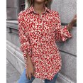 thumbnail image 3 of Blusa de mujer Poliéster Estampado de leopardo Cuello de solapa Un solo pecho Camisa de manga larga para mujer para fiesta de trabajo diaria, 3 of 7
