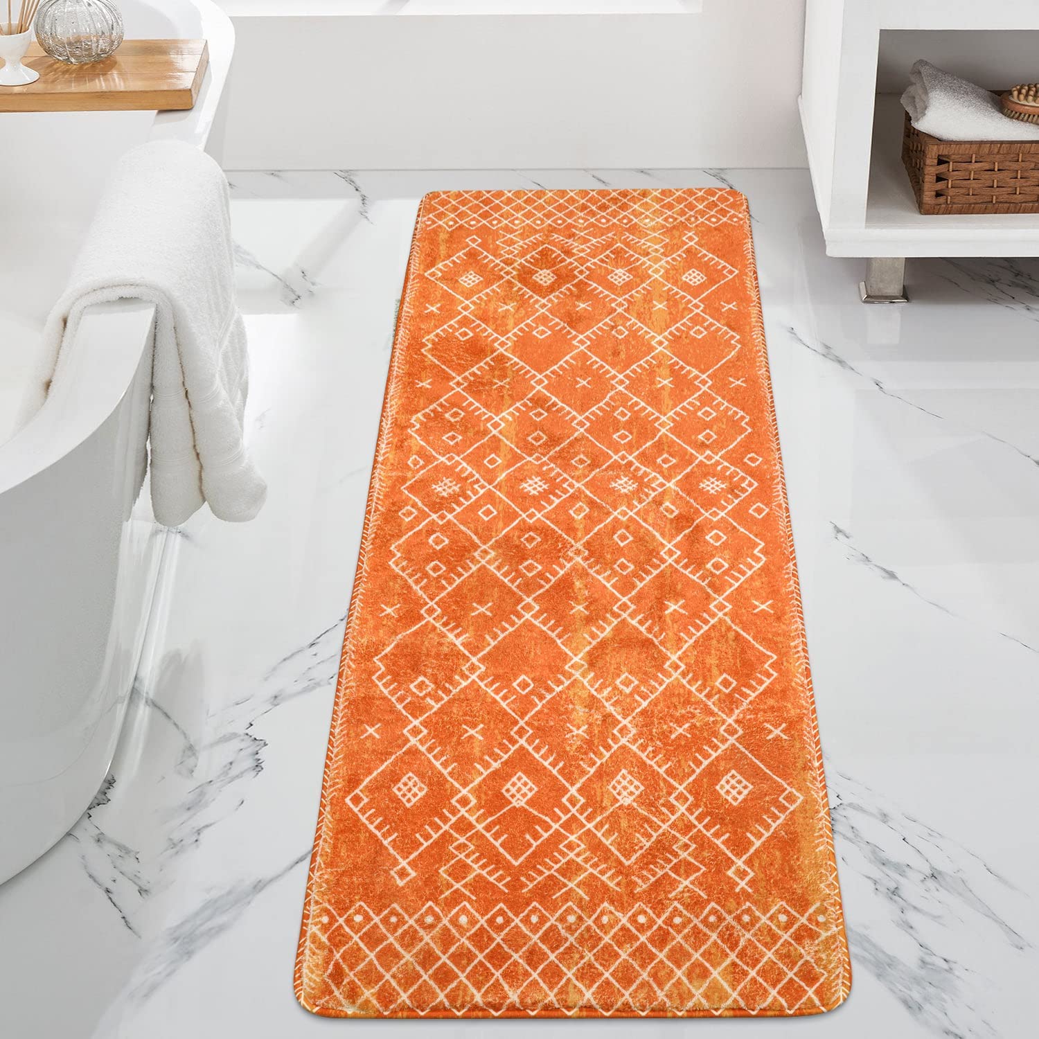 Bathroom Runner Rug 20x59 inch Long Boho Bath Mat NonSlip Moroccan