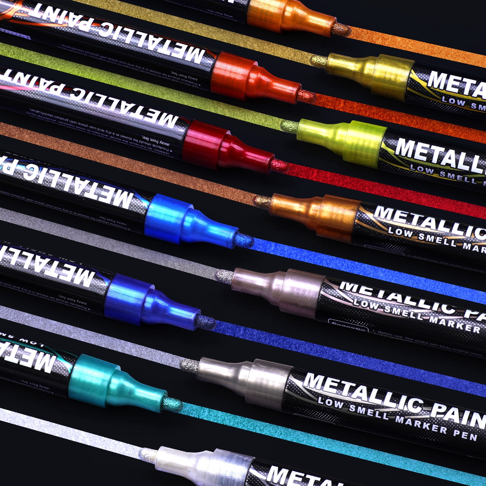Matellic 12 Colors Nail Art  Markers， Metal Highlighter Waterproof，Car Modeling Drawing Painting Liner DIY