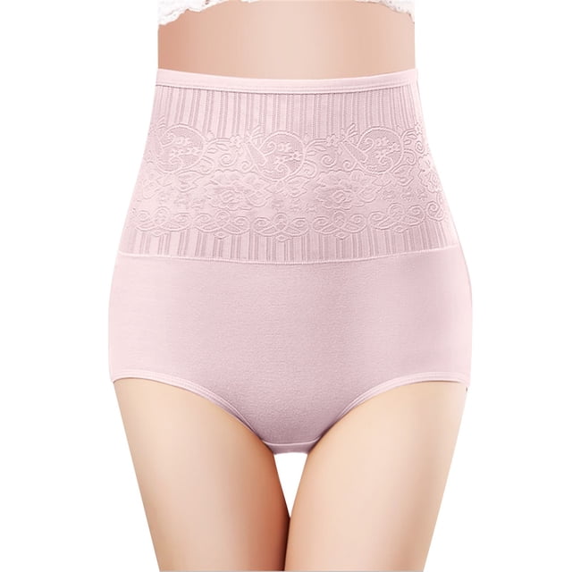 PMVFHDE Women High Rise Cotton Underwear Rose Jacquard Lace Trim Belly Control Rear Lift Briefs Comfortable Breathable Panties Cotton Underwear For Women