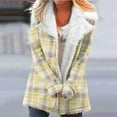 thumbnail image 2 of Women's Winter Warm Caots Fashion Zip Up Plus Size Plaid Printed Fashionable Long Sleeved Pocket Composite Plush Button Coat, 2 of 5