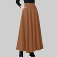 thumbnail image 2 of Jkety Long Skirts Womens A Line Long Midi Chino Denim Skirt Tired Pleated Layers Elastic Waist Front Khaki,4XL, 2 of 5