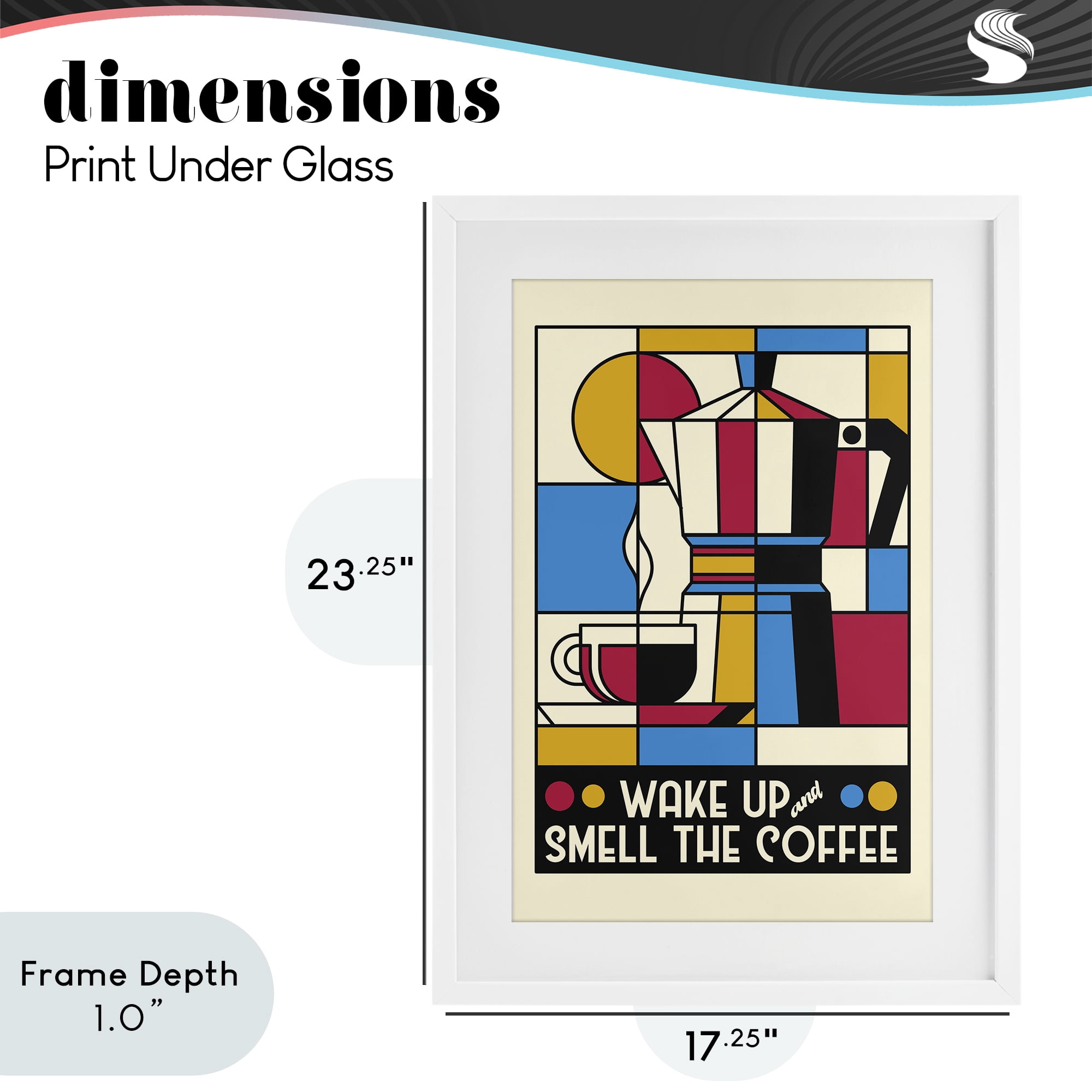 Stupell Industries Retro Wake Up & Smell Coffee White Framed Print Under Glass, design by Tobe Fonseca