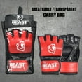 thumbnail image 3 of Beast Power Gear Men Women MMA Gloves for Sparring, Open Palm Design, PU Leather, Black, 16 oz, 3 of 6